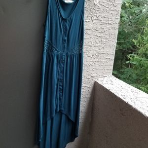 Blue/Green Hi-Lo Dress w/ shear sides